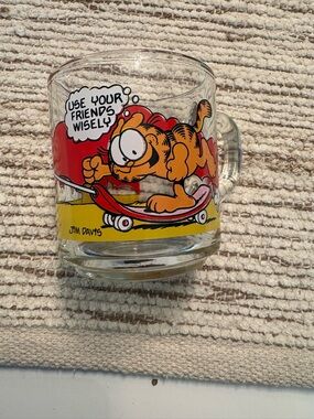 Vintage McDonald's 1978 Garfield Skateboard Mug - Orange, Red & Yellow Graphic